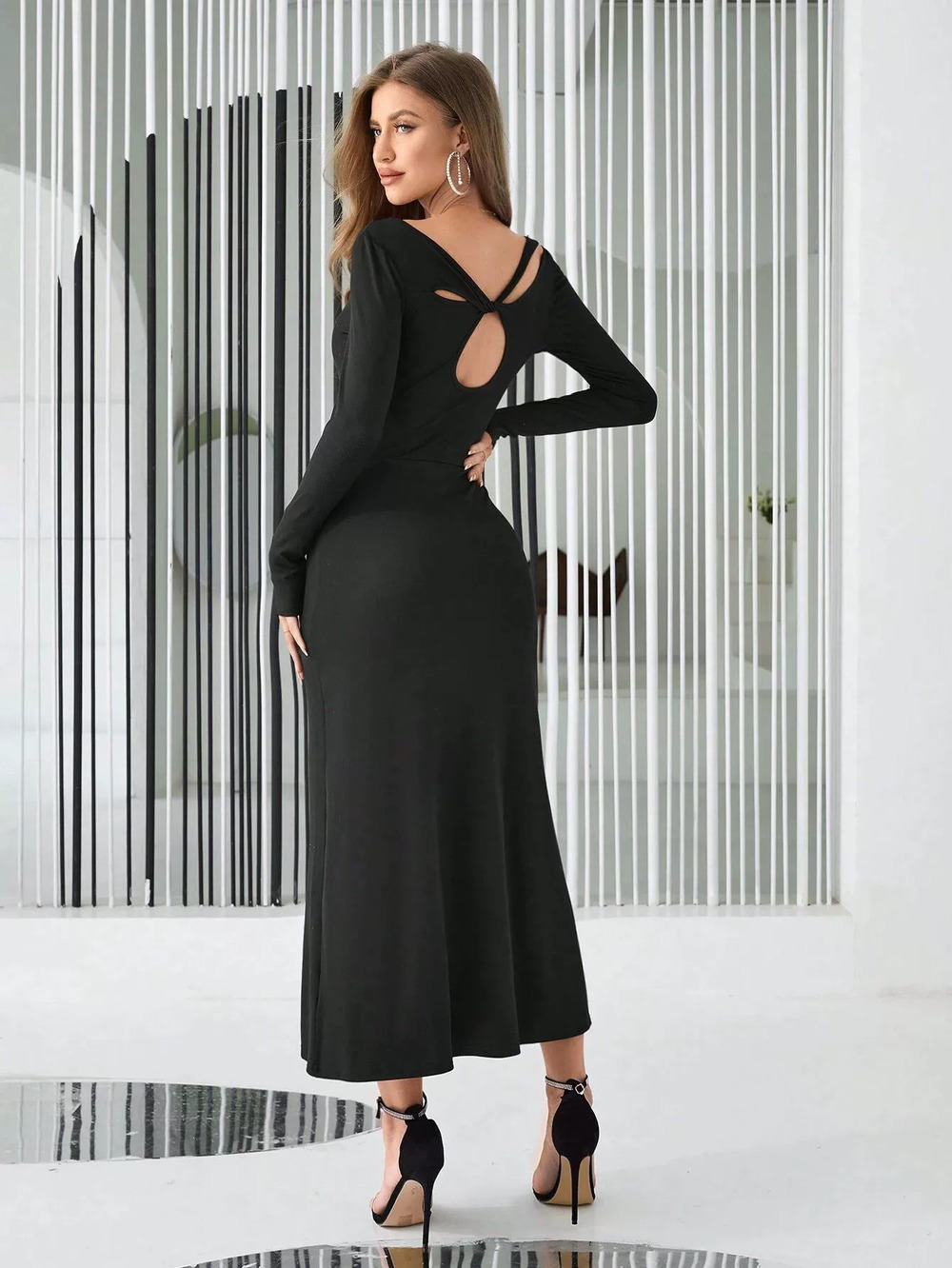 ZARA Sexy Backless Bodycon Long Dress Slim Fit Curve Hugging